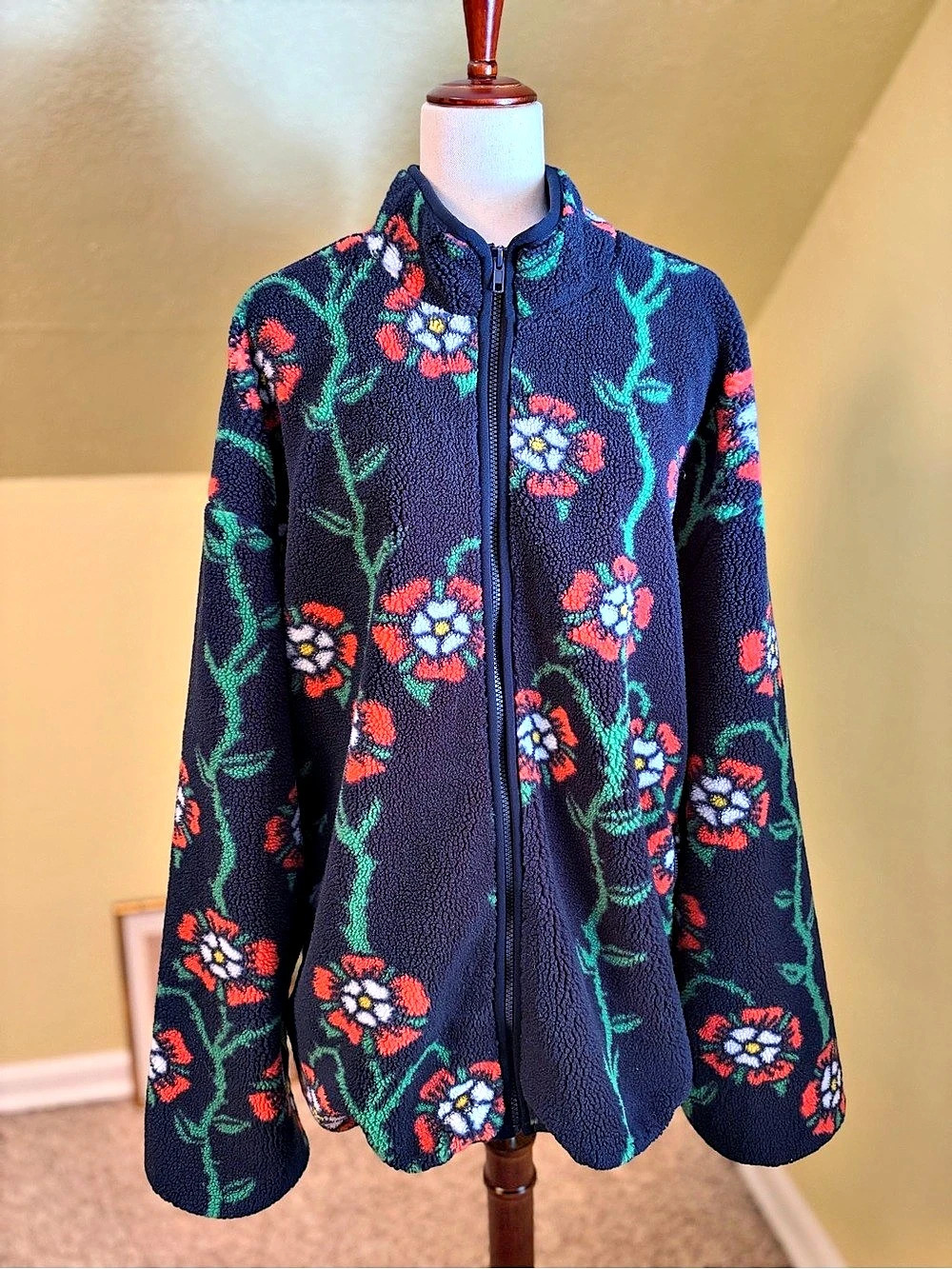 Rowing Blazers x Target Rose Print Fleece Zip-Up Jacket Blue XXL